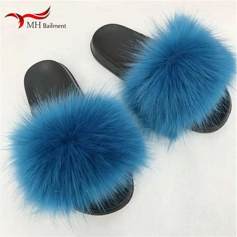 

Faux Fur Slippers Women Home Fluffy Flat Slides Winter Comfort Furry House Sweet Shoes Female Slipper Indoor Flip Flops