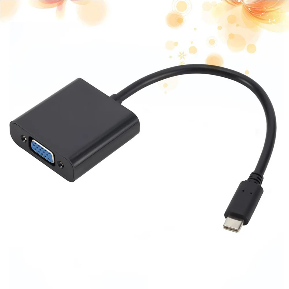 USB-C-zu-VGA-Adapterkabel, schwarzer Typ-C 3.1-Konverter für HDTV-Monitorprojektor, vollständiges 1080p-Video-Typ-C-zu-VGA-Konverterkabel