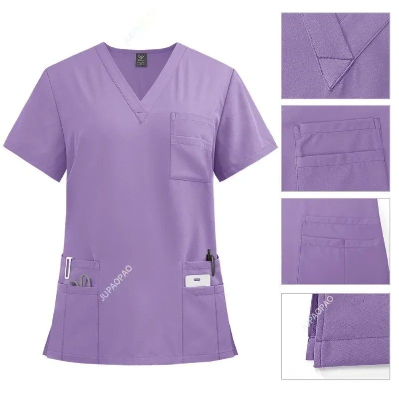 Spring Quick Drying Beautician Workwear Solid Color Medical Nursing Uniforms Pet Clinic Scrubs Set Nurse Uniforms Work Clothes