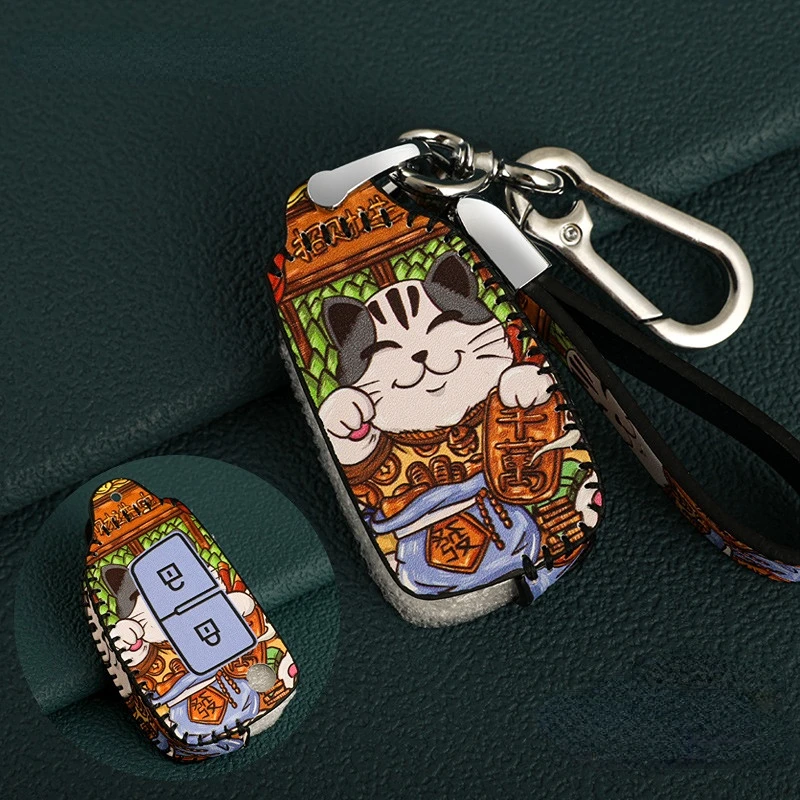 Handmade Leather Car Key Cover For Nissan 2019 2020 Armada GT-R Altima 370Z Leaf Kicks Murano Maxima Infiniti Remote Fob Case