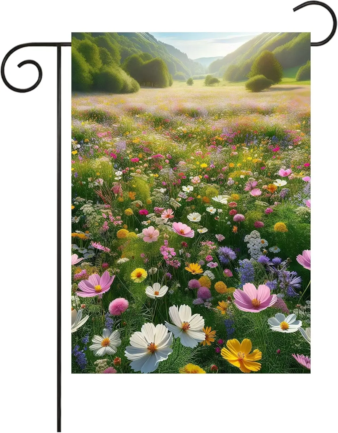 Spring Colorful Flowers Field Daisy Meadow Grass Landscape Garden Flag 1218 Inch Small Vertical Double Sided Seasonal Outs SSL