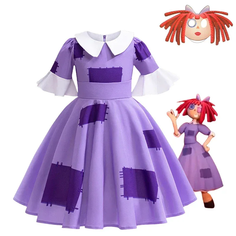 

2024 Anime Pomni The Amazing Digital Circus Cosplay Costume Children Jumpsuit Halloween Suit Purim Kids Costume Cartoon Cosplay