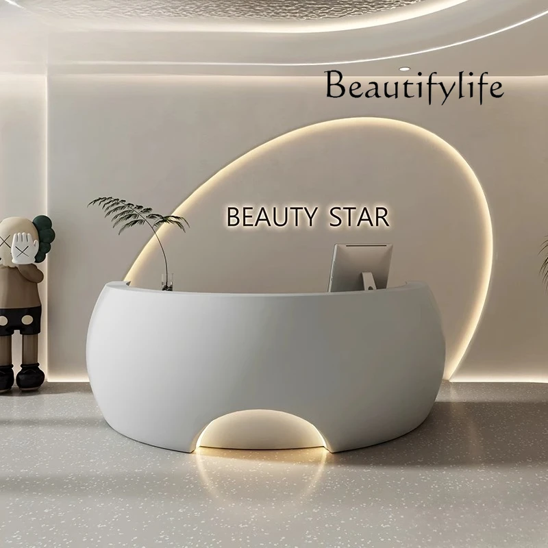 FRP creative arc special-shaped baking paint front desk arc company high-end reception desk bar customization