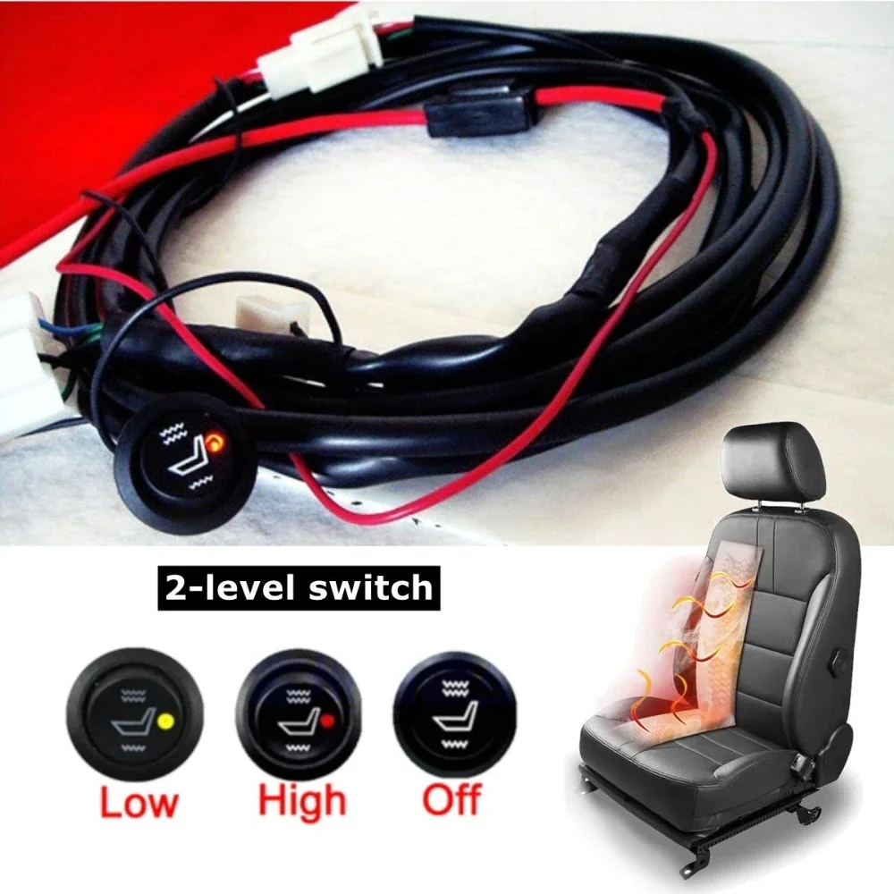 Universal Built-in Car Seat Heater for 2 Car Seats 12V Carbon Fiber Winter Heating Pad with 2 / 3 Level Temperature Adjustable