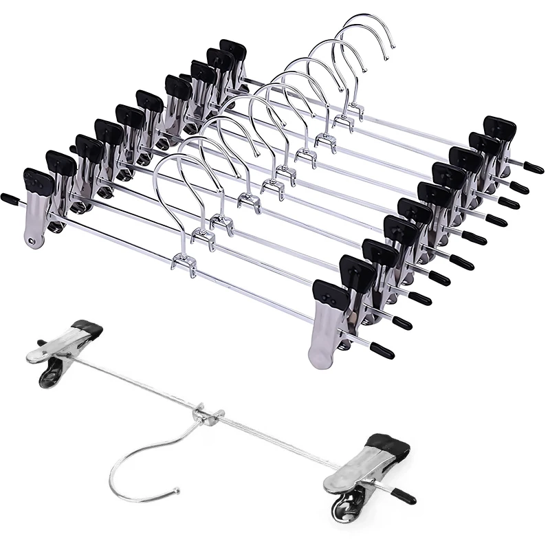 6/12PCS Trousers Hanger With Adjustable Clips Non-Slip Trousers Clip Jeans Clothes Storage Organizer Home Essential Supplies ZYF