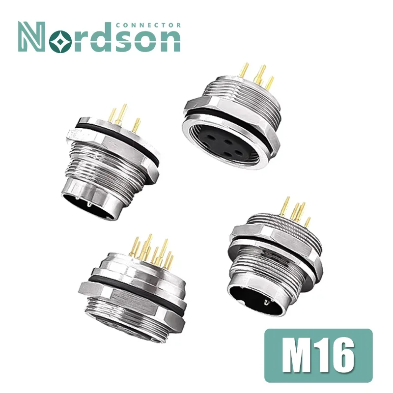 M16 PCB Plug-in Type Aviation Connector 2 3 4 5 6 7 8 12 Pin Solder Wire Socket m16 Front/Back Panel Male Female Install IP67