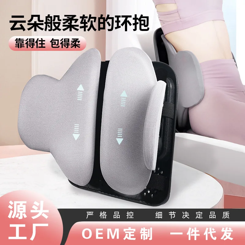Ergonomic Lumbar Support Cushion with Adjustable Dual Panel Backrest and Breathable Mesh Cover for Office Chair Car Seat