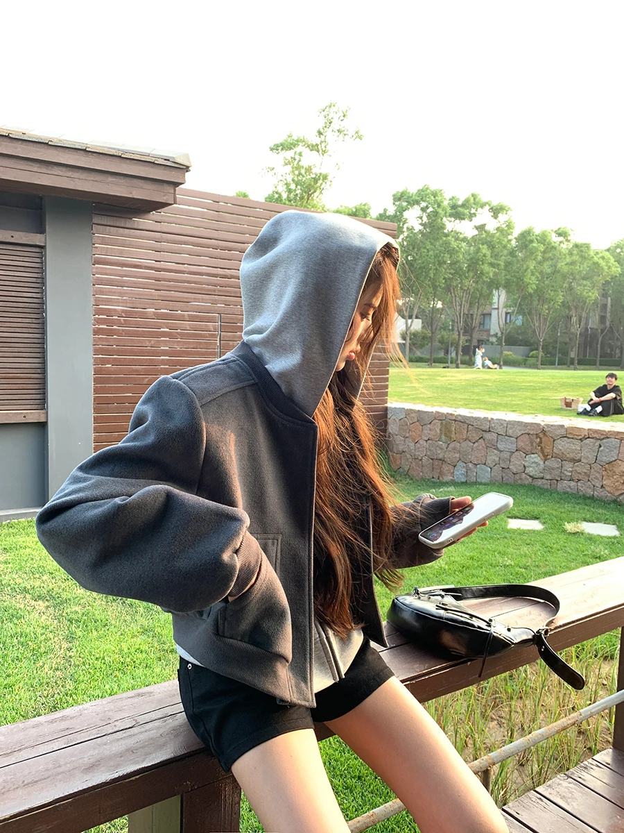 سترة نسائية قصيرة غير رسمية رمادية اللون على الطراز الكوري لفصلي الربيع والخريف، إصدار جديد بأسلوب G، سترة واقية من الرياح ... #4