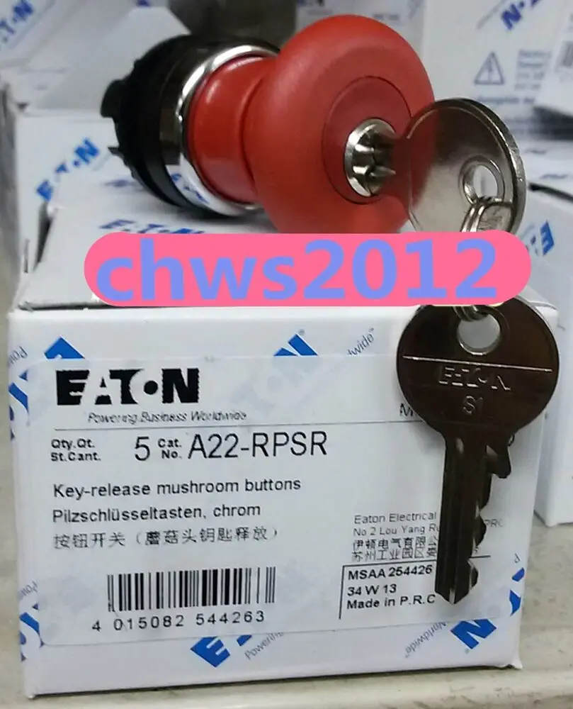 

1 PCS NEW EATON MOELLER Emergency stop button head with key A22-RPSR