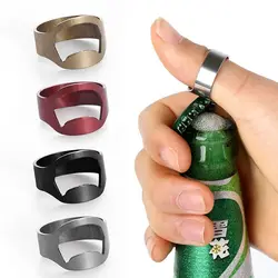 1Pc Unique Beer Bottles Opener Portable Finger Ring Design Jars Lid Remover Stainless Steel Kitchen Tool Bar Supplies Gadgets