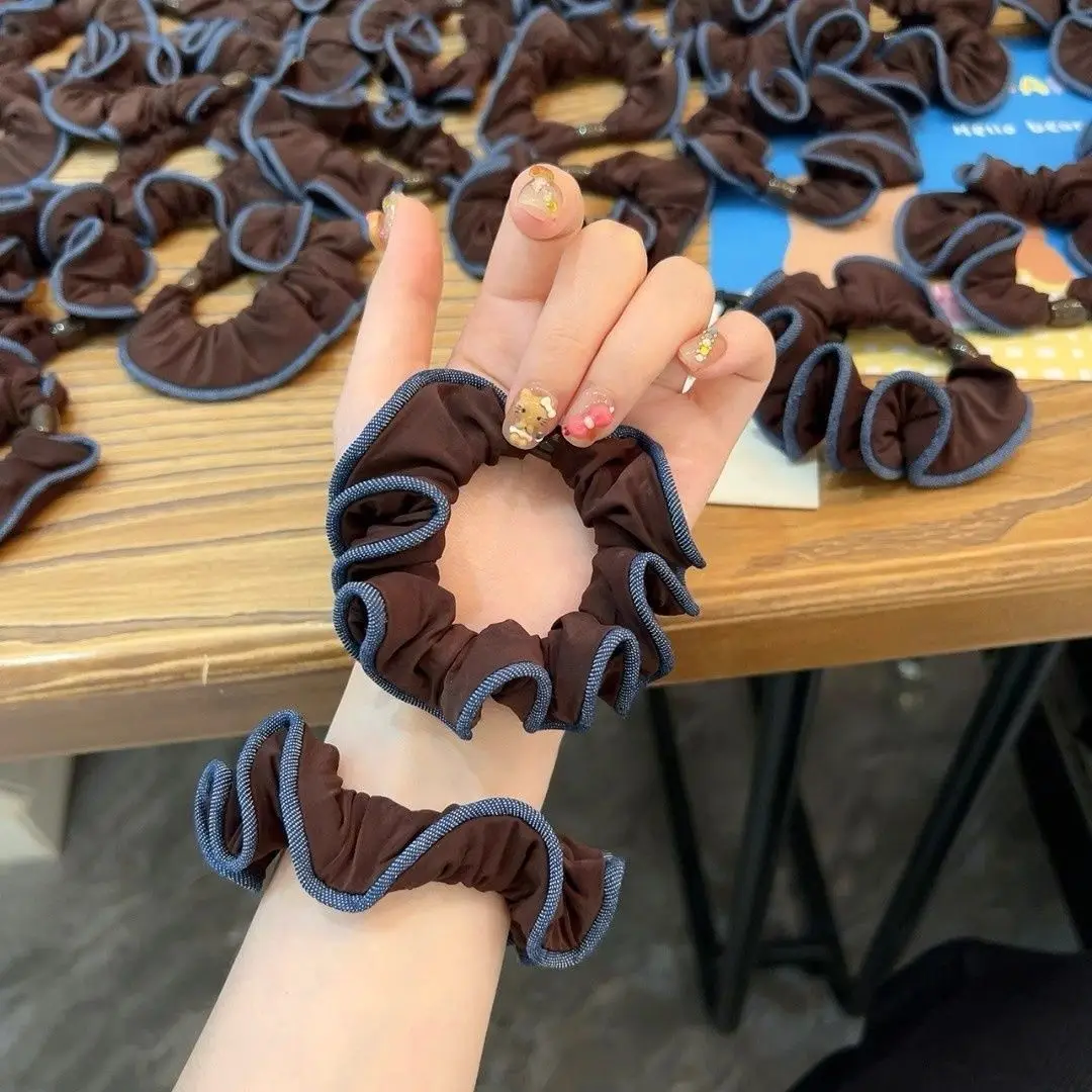 أنيقة Morandi اللون الفطريات حافة مرونة عالية الأمعاء قناع رباط شعر دائم الكرة رئيس ذيل حصان الشعر حبل إكسسوارات الشعر #4