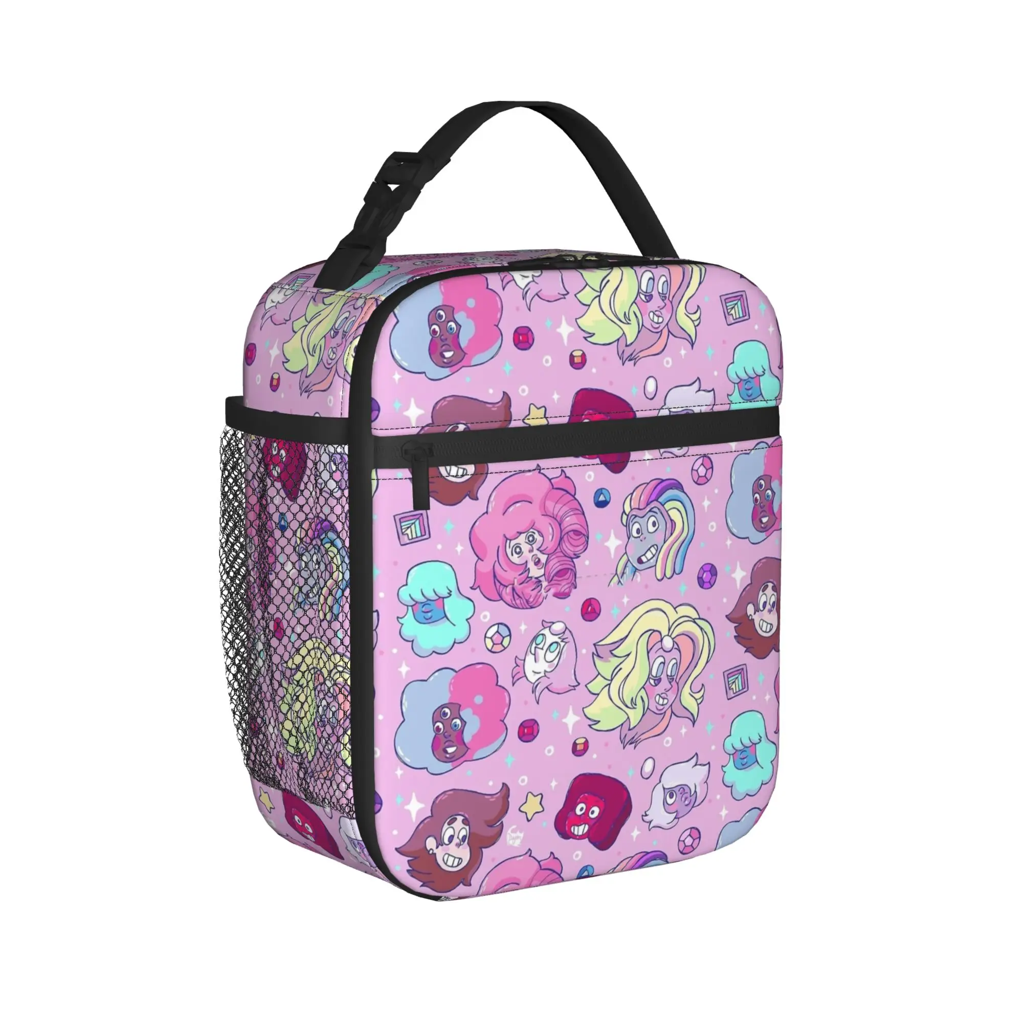 Crystal Gems Steven Universe Lunch Bag For Women  Travel Print Lunch Box Funny Oxford Thermal Tote Handbags