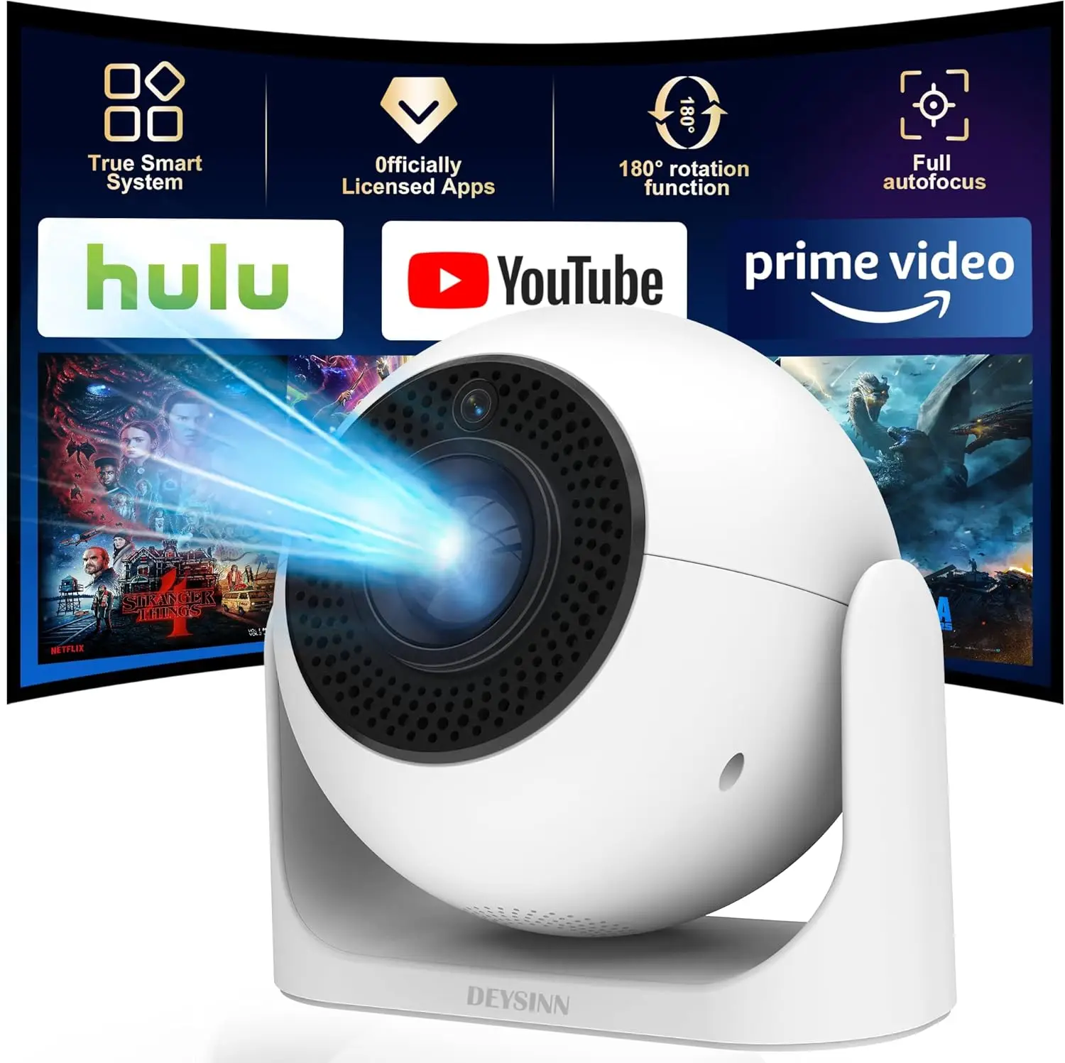 

Портативный мини-проектор с Bluetooth, поддержкой 1080P и 4K, автоматической коррекцией трапецеидальных искажений для смартфонов, HDMI, USB, AV