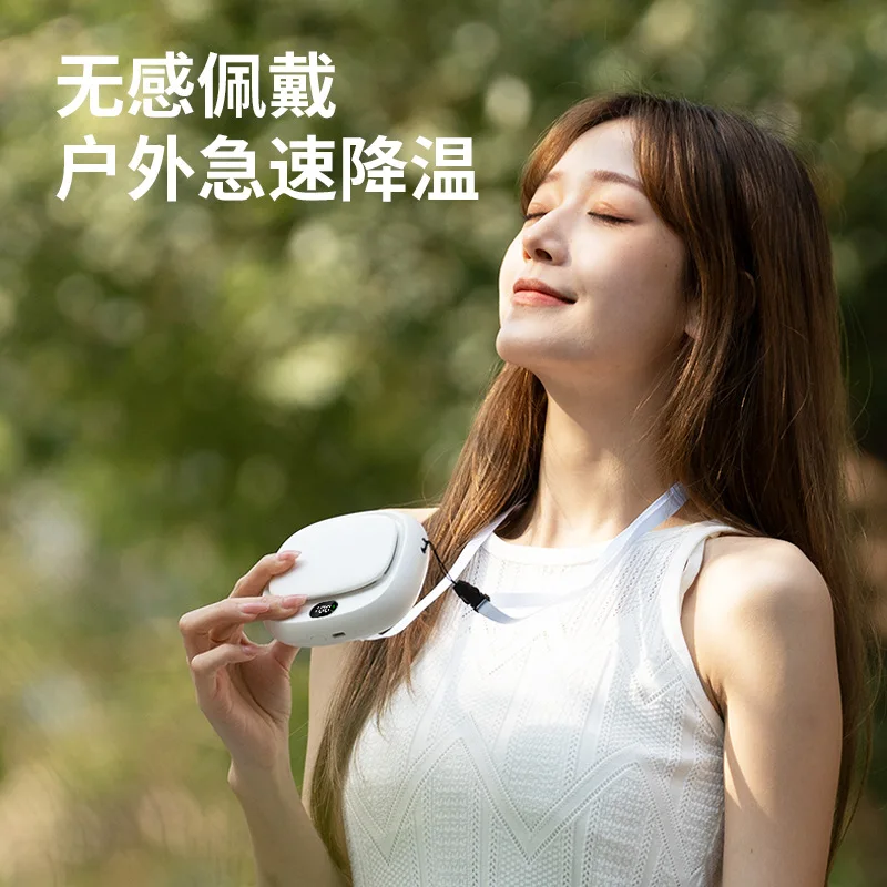 Neck Hanging Portable Fan USB Rechargeable Mini Desk Fan Handheld Small Personal Cooler for Outdoor Travel or Office