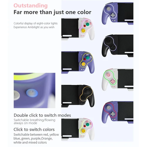 Imagen 2 del producto Control de mando para Nintendo Switch y controlador USB con cable OLED, accesorios para almohadilla de juego, Kit de mando de mando de luz RGB Hall