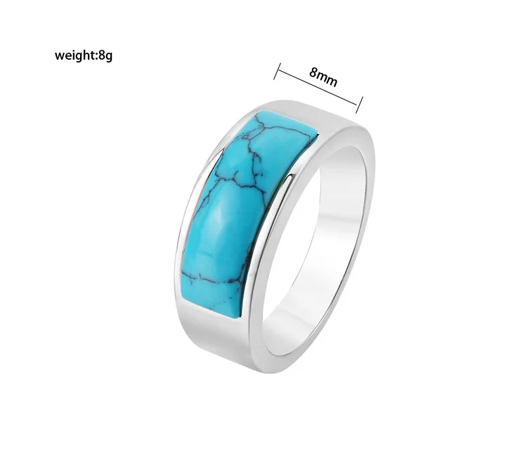 Punk Retro Titanium Steel Turquoises Rings for Men and Women Unisex Jewelry Size 7-11