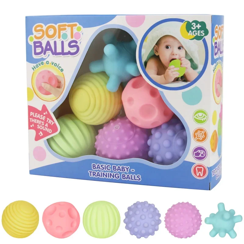 1-6PCS Baby Spielzeug Sensorischen Bälle für Kinder Hand Touch Ball Weiche Massage Ausbildung Ball Infant Rasseln Entwicklung wasser Bad Spielzeug