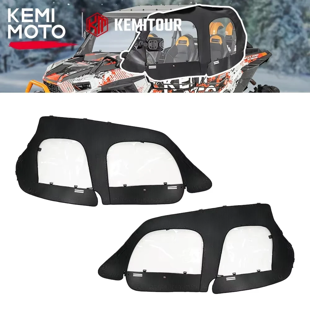 KEMIMOTO UTV #2884332 Soft Upper Door Set Kit Cab Enclosure Windows Compatible with Polaris RZR XP 4 1000 /XP 4 Turbo 2014-2023