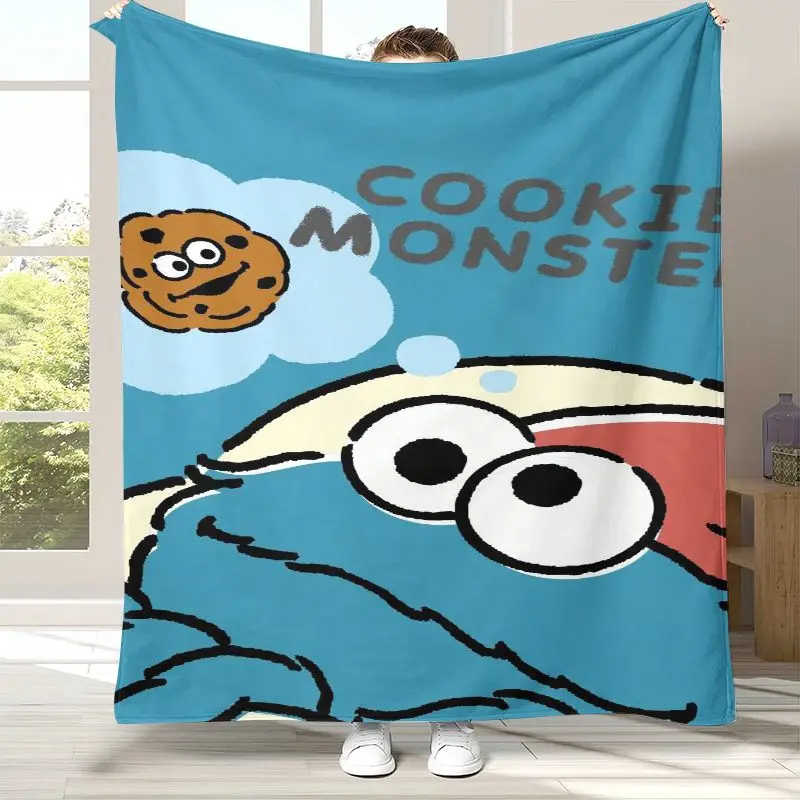 3D Vintage S-Sesame Street Elmo Cookie Monster Soft Flannel Throw Blanket,Cozy Warm Blanket for Bed,Sofa,Living Room,Picnic,Kid