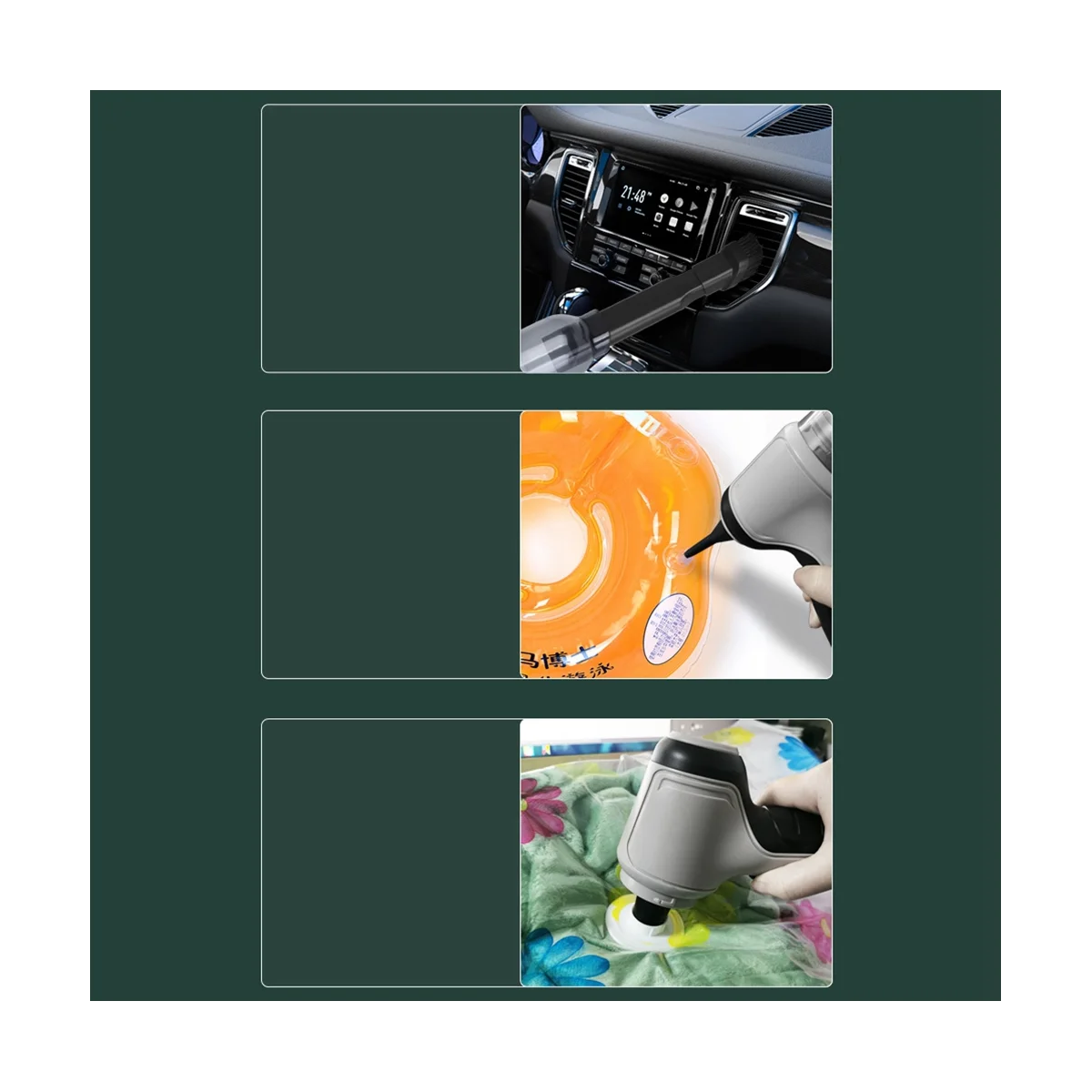 Автомобильный пылесос 3-в-1, ручной пылесос с беспроводной зарядкой, 9000 па, серый