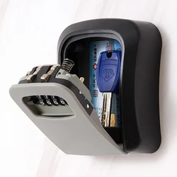 Wall Mount Key Lock Box 4 Digit Password Code Security Code Lock No Key for Home Office Key Safe Secret Storage Box Organizer