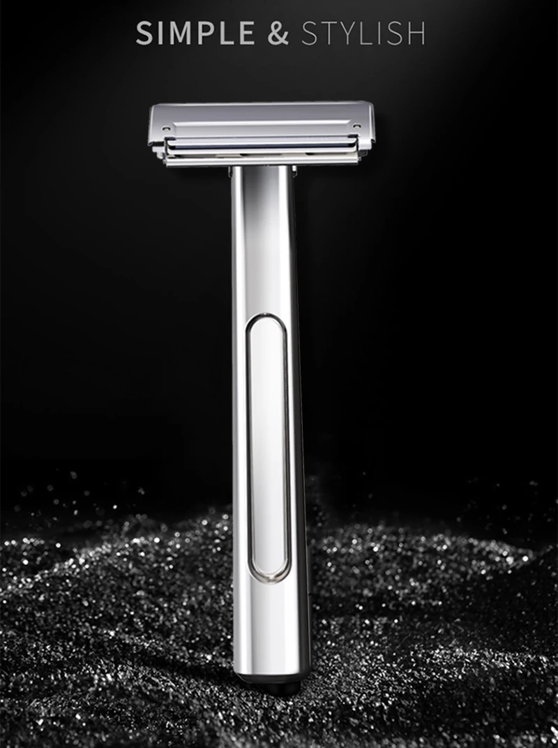 Whityle 20T Glide Pro 4D Super zweischneidiger Sicherheitsrasierer mit halber Klinge und Reise-Aufbewahrungstasche aus Leder für die Pflege von Männern – Detail 1