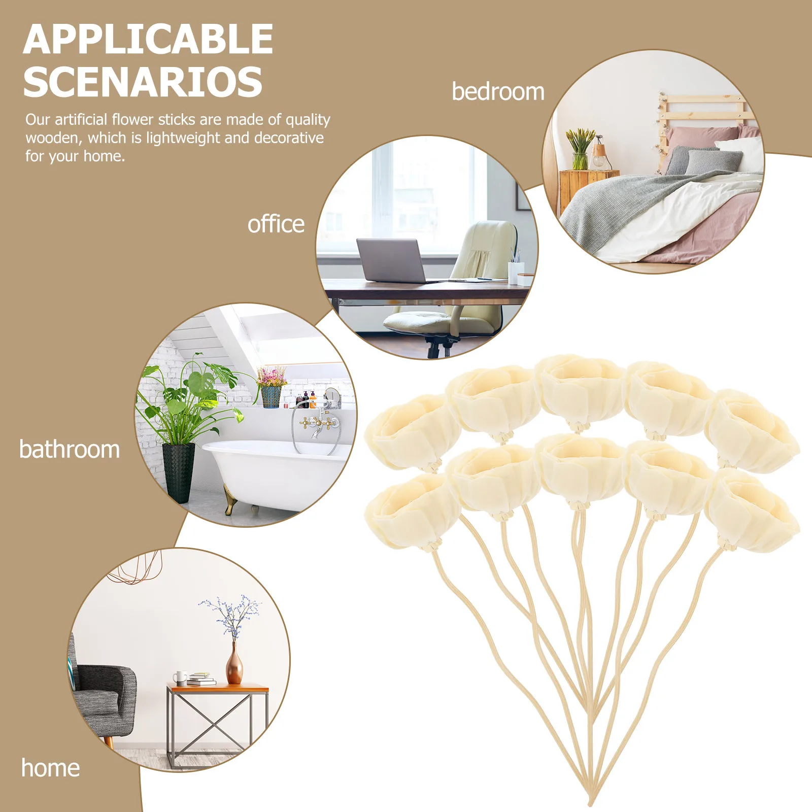 

10Pcs Flower Aromatherapy Reed Diffuser Sticks Essential Oil Diffuser Refill Room Fragrance Air Freshener Aromatherapy Sticks