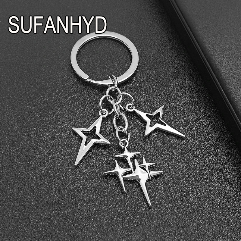 New Creative Star Keychains for Women Y2K Keychains Stars Moon Metal Key Rings for Women Men Friendship Gift