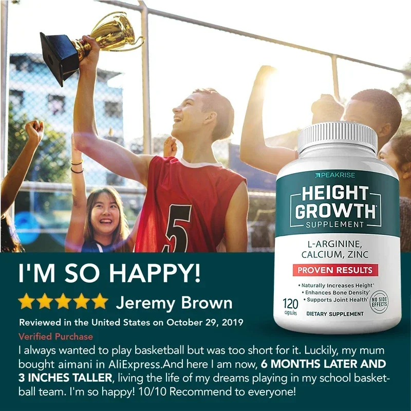 Natural Height Growth Maximizer for Kids, Teens and Adults Zinc and Calcium Increase Peak Height Supplement Bone Strength