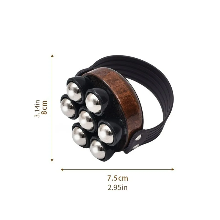 Wooden Multi-Ball Massager, Rotating Balls for Pressure Points & Deep Tissue, Handheld Tool for Back Neck Shoulders