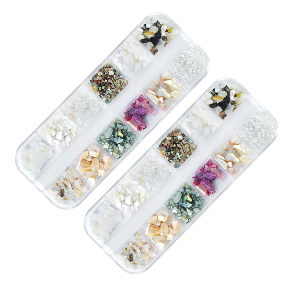 

2Sets Natural Shell Flake Nail Decor Lightweight Durable Manicure Accessories DIY Nail Art Decoration for Ladies