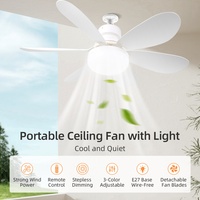 Ceiling Fan Light with Remote Control E27 Ceiling Lamp AC 85-265V 3-Colors Dimmable Home LED Fan Lights for Bedroom Living Room