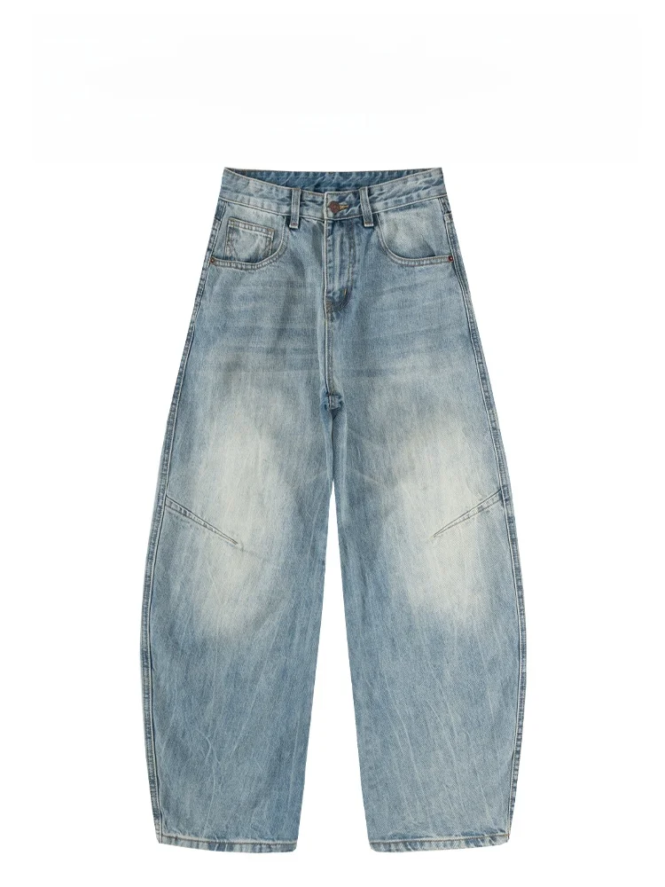 

BAIRBAOLIY2026 Spring Faion Brand Waed Vintage Pure Cotton Casual Straight Leg Knife Blade Jeans Men's Denim Pants