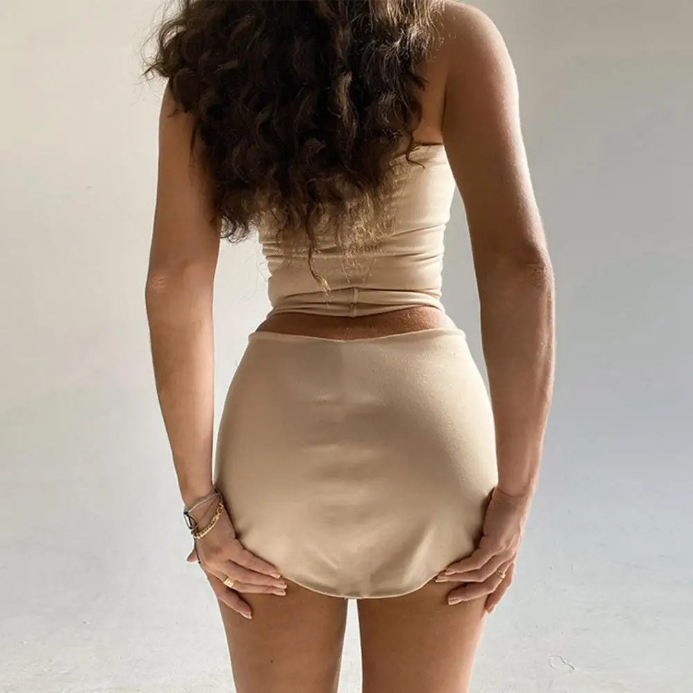 Women's Two Piece Skirt Set Strapless Bandeau Tube Crop Top And Bodycon Mini Skirt Set Summer Sexy Club Outfit Women Ensemble