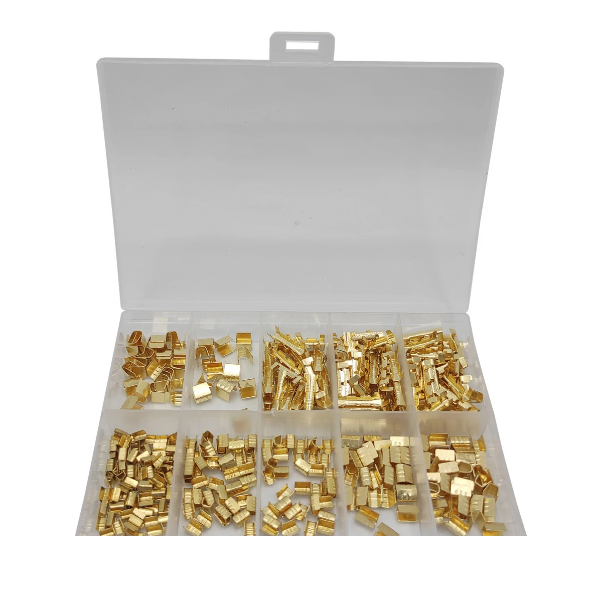 380Pcs U-shaped crimping buckle box packaging  Brass parallel buckle  Crimping cap  Wire connectors