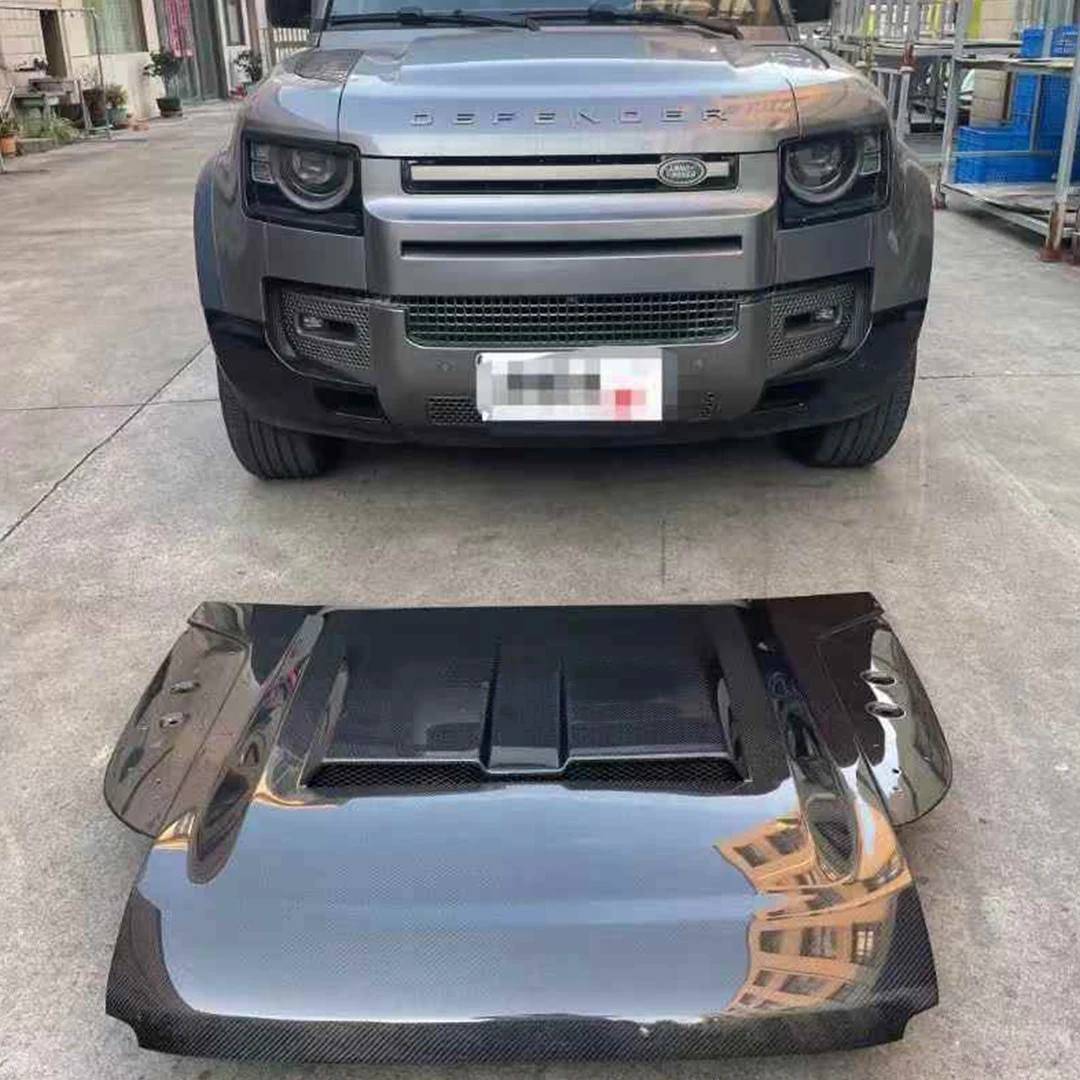 غطاء محرك السيارة من ألياف الكربون Defender 90 110 130 لسيارة Land Rover Defender 20 21 22 23 24 25