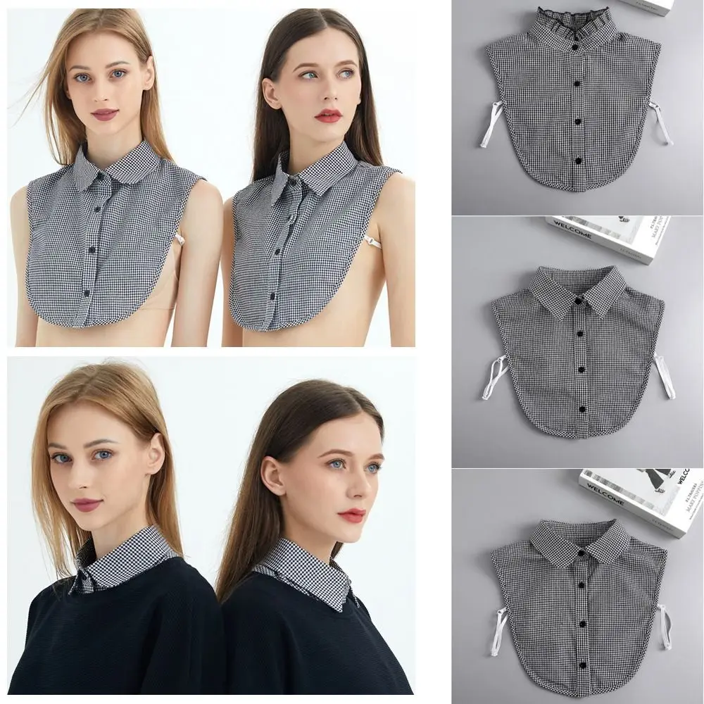 Detachable Plaid Fake Collar Black Houndstooth Adjustable Neckline Sharp Collar Korean Style False Blouse Collar