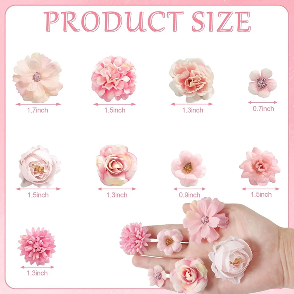 20 Stück gemischte künstliche Blumen, Seidenrosen, künstliche Blumen, Kopf für Heimdekoration, Hochzeitsdekoration, DIY-Handwerk, Girlande, Blumenstrauß, Zubehör – Detail 2
