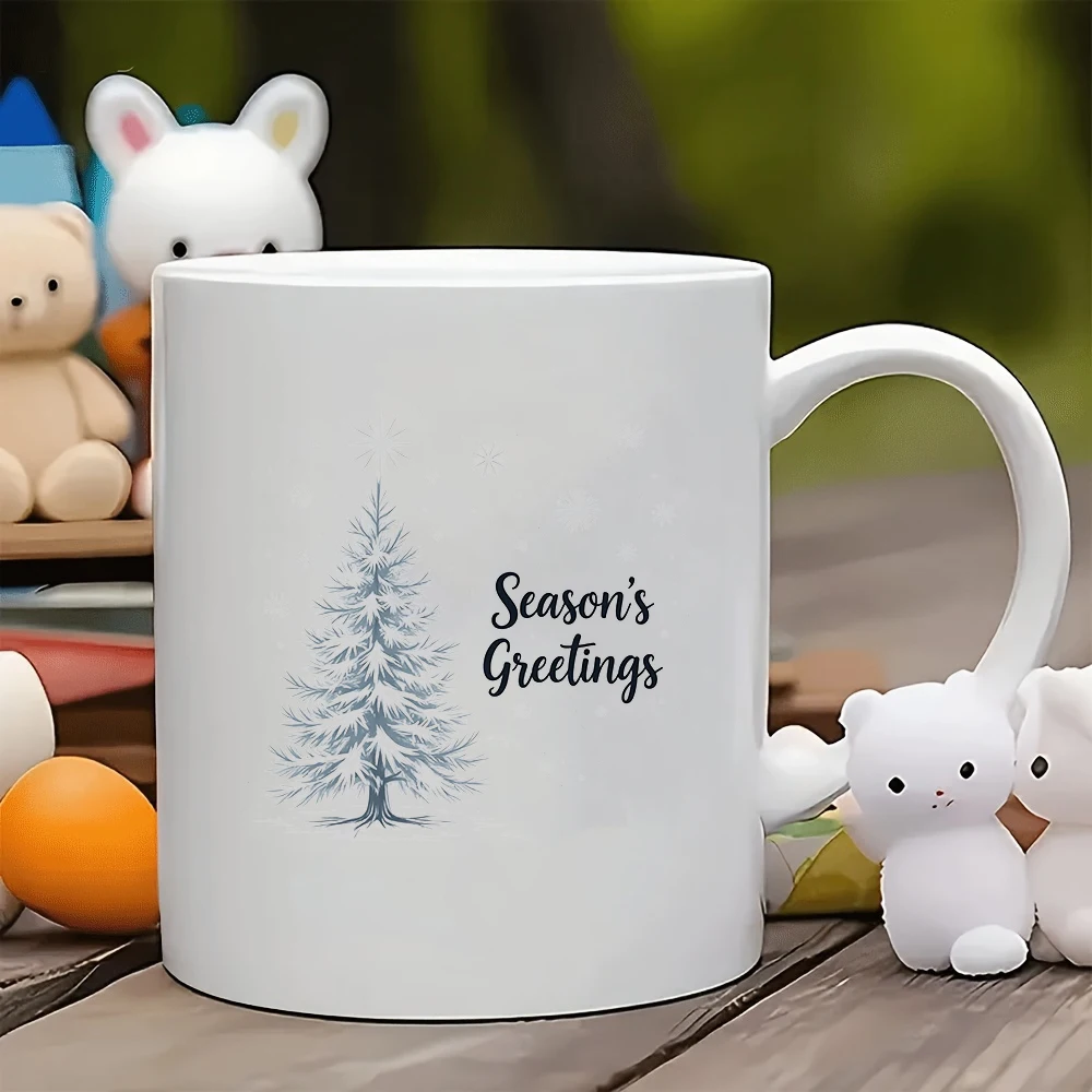 冬の空マグカップ + 雪の結晶装飾 クリスマスギフトカード 暖かいコーヒーカップ 家族やオフィス用