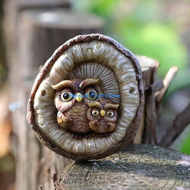 Y3NA Delicate Owl Reading Gnomes Tree Faces Decoration For Outdoor Yard Garden Resin Crafts And Flower Pots Landscape