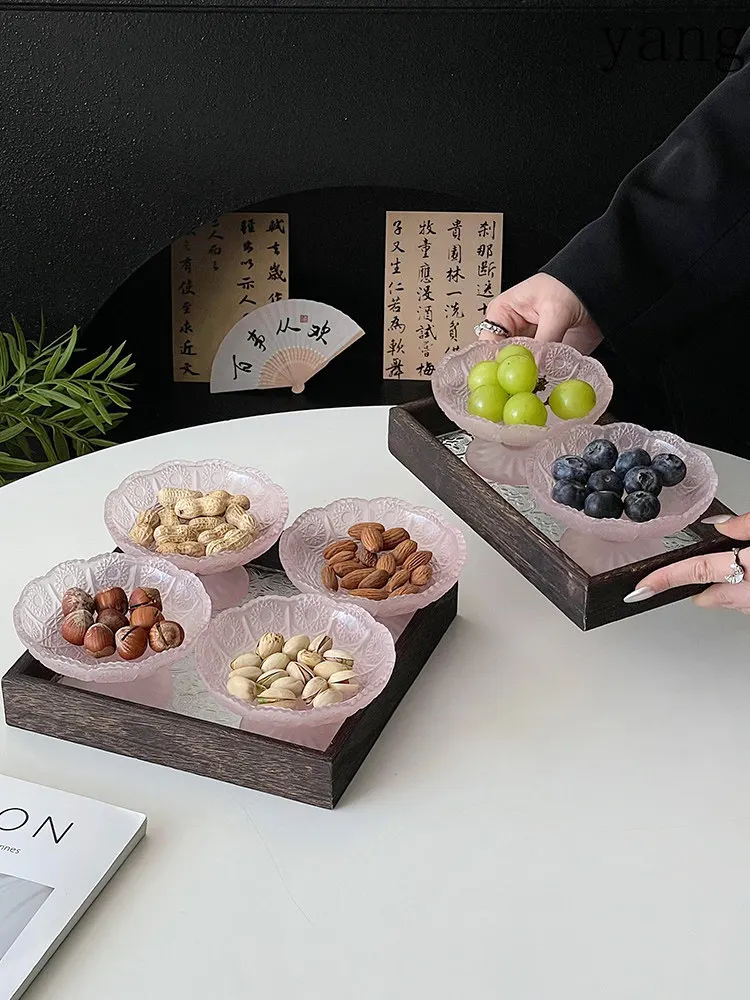 CX high-value pink sunflower dried fruit plate set, household living room refreshment plate