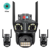 ICsee 9MP Wifi Camera Outdoor Three Lens Dual PTZ IP Security Camera CCTV 4K Wireless Network Camera Security Protection