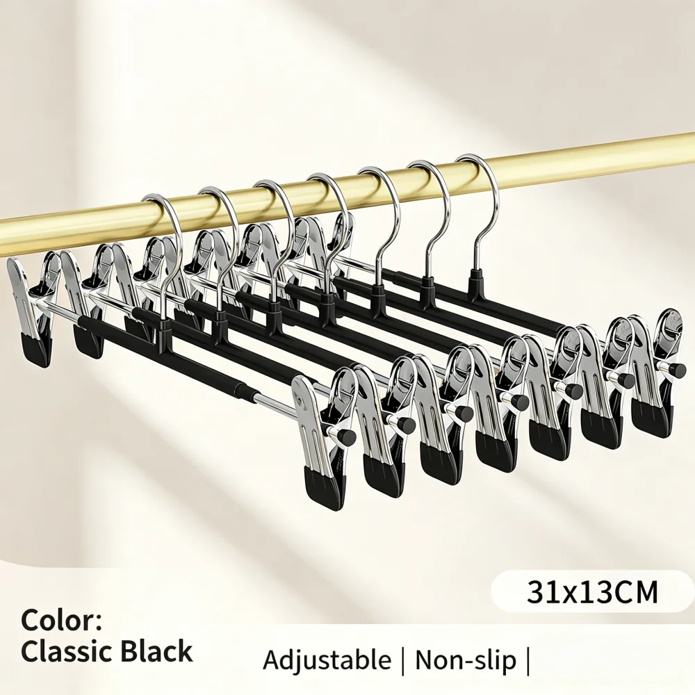 Stainless Steel Pants Hangers Clips Non Slip No Trace Skirt Jk Garment Rack Adjustable Laundry Closet Storage Organizer