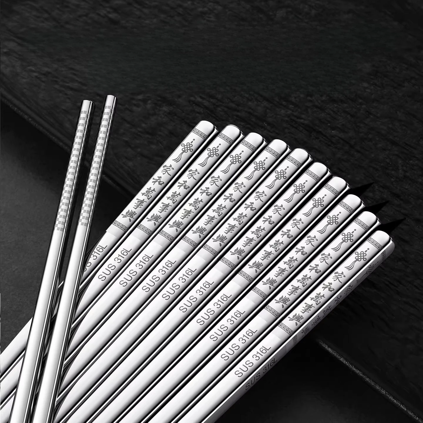 

316L Stainless Steel Chopsticks Household Antibacterial Mould-Resistant Non-Slip Chopsticks Chinese Tableware Kitchen Accessorie