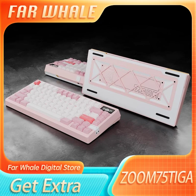 Wuquestudio ZOOM75TIGA Keyboards 3modes Wireless Bluetooth Aluminum Alloy Cnc Keyboards Customized With Screen Game Office