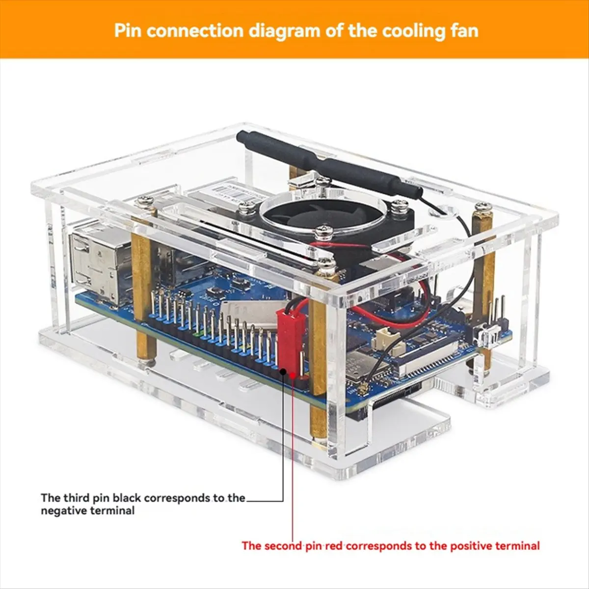 Super Sale For Orange Pi 4A Case Acrylic Enclosure Transparent Shell with Heatsinks Fan