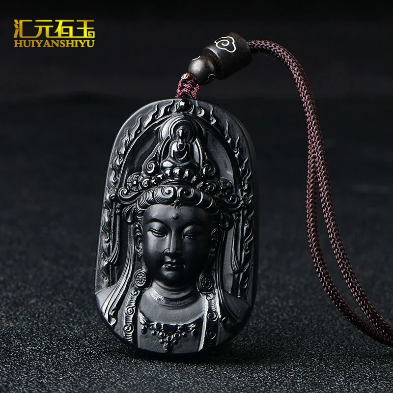 

Natural Hetian Ink Jade Pendant Guanyin Bodhisattva Antique Pixiu