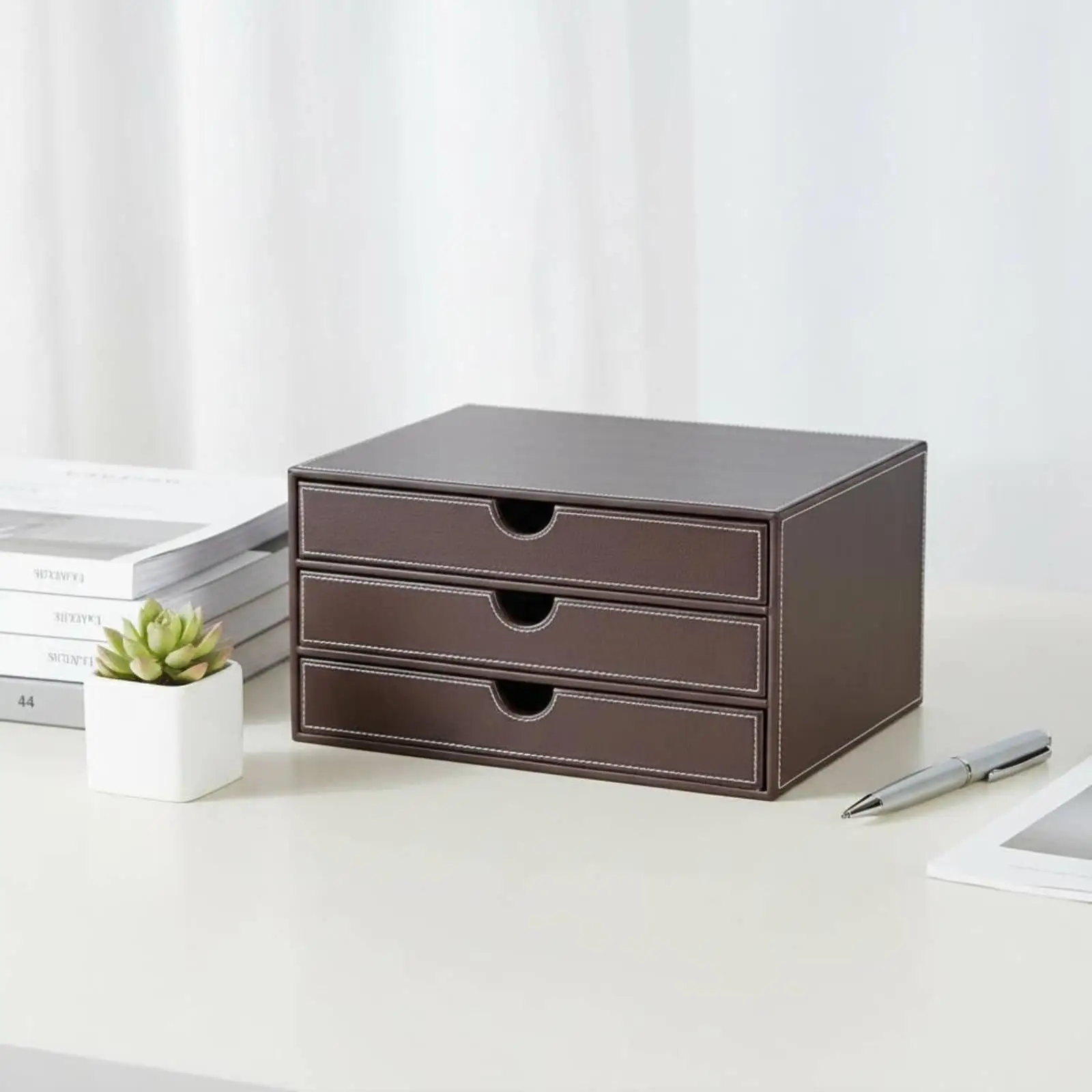 Three Tier Document Filing Cabinet Desktop Storage Drawers Compact Desk File Holder for Office Organization Needs
