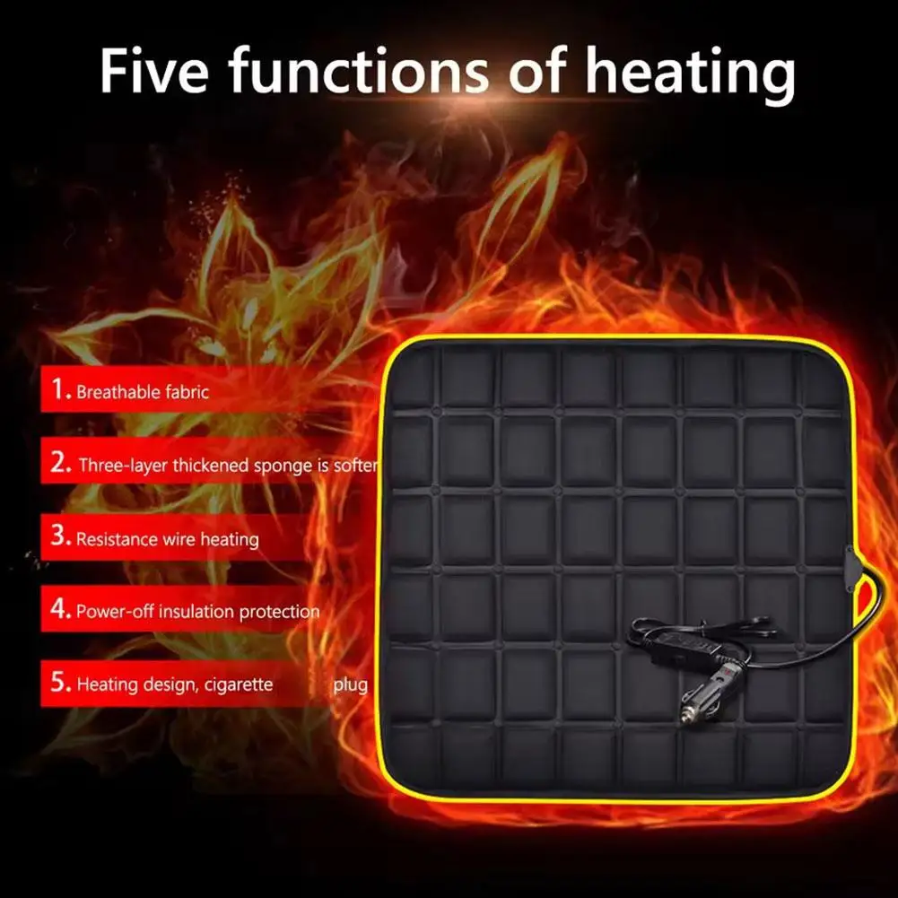 Car Seat Heated Pad Electric Heating Cushion Adjustable Universal Front Seat Warmer for Cold Weather Vehicle Accessory