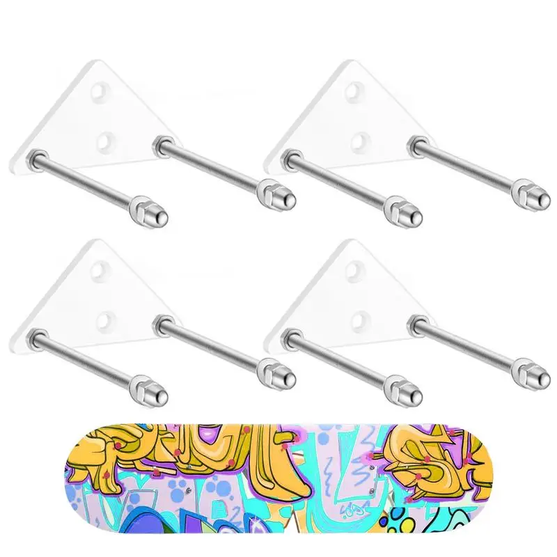 Skateboard Wall Mount 4 Packs Skateboard Holder Acrylic Skateboard Wall Rack Collectible Competition Grade Display Shelf For